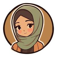 Cute hijabi girl cartoon style vector illustration