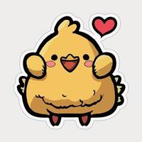 Cute Chicken love and happy expression sticker, flat cartoon style vector illustration with isolated background