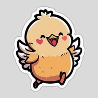 Cute Chicken love and happy expression sticker, flat cartoon style vector illustration with isolated background