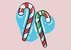 Hand drawn christmas candy canes isolated on background. Template for xmas or New Year greeting card. vector