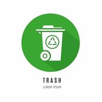 Trash icon in flat. Logo for business. Stock vector. vector