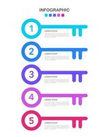 Infographic keys 5 steps or options to success. Vector illustration.