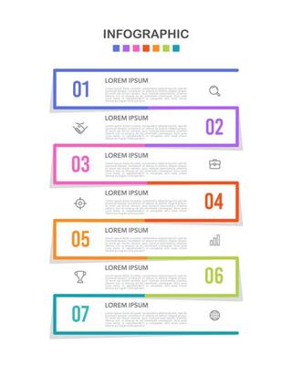 Infographic crosses 7 steps or options. Vector illustration.
