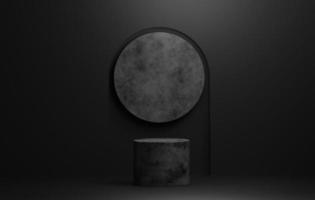 Round podium base on black abstract background, 3d rendering,3d illustration. photo