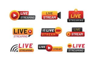 Live Streaming Label Flat Set vector