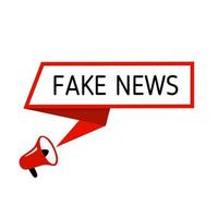 Fake news banner with megaphone icon. Flat style vector illustration. web element, template.