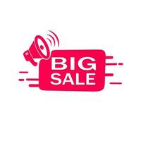 Big sale banner design template, megaphone icon. Discount promotion. Flat style vector. vector