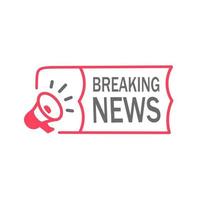 Breaking news banner - badge icon design. Flat vector template isolated on white background.