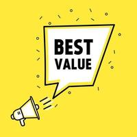 Banner best value, megaphone icon template. vector design.