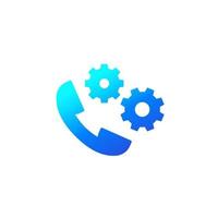 call settings icon, phone and gears vector