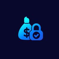 secure money icon for web vector