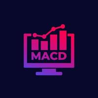 MACD trading indicator icon, vector