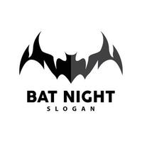 Bat Logo, Hanging Bat Animal Vector, Hallowen Night Animal Icon Design vector