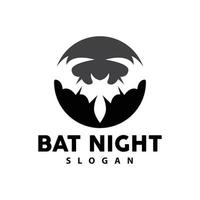 Bat Logo, Hanging Bat Animal Vector, Hallowen Night Animal Icon Design vector