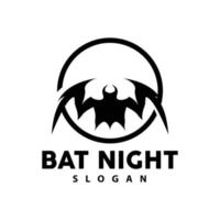 Bat Logo, Hanging Bat Animal Vector, Hallowen Night Animal Icon Design vector