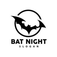 Bat Logo, Hanging Bat Animal Vector, Hallowen Night Animal Icon Design vector