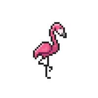 flamingo bird in pixel art style vector