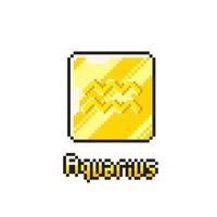 aquarius golden token in pixel art style vector