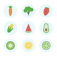 Flat design. Set of fruit icons. vector