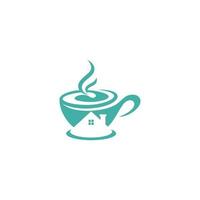 tea or coffee cup logo with color pattern vector