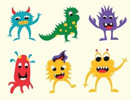 Happy Monster Set Hand Drawn For Kids vector