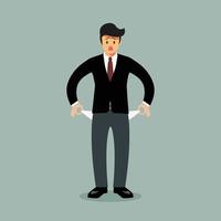 Businessman has no money in his pockets vector