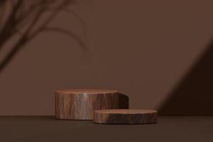 de madera podio rebaja con sombra tropical luz de sol pedestal producto monitor naturaleza plataforma para producto presentación Bosquejo 3d antecedentes foto