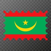 Postage stamp with Mauritania flag. Vector illustration.