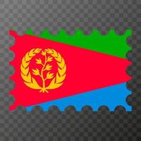 Postage stamp with Eritrea flag. Vector illustration.