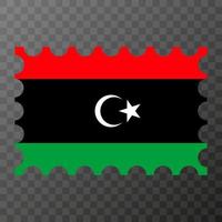 Postage stamp with Libya flag. Vector illustration.