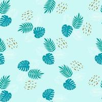 Tropical Leaves With Modern Abstract Seamless Pattern vector