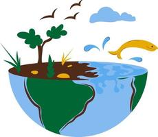 Earth Day Illustration With Nature Elements vector