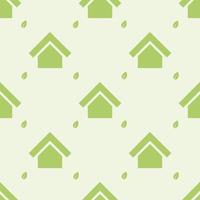 Green Eco house with leaves, eco concept pattern. vector