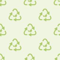 Green arrows recycle with green leaves pattern. Vector illustration.