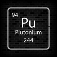 Plutonium neon symbol. Chemical element of the periodic table. Vector illustration.