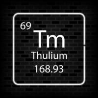 Thulium neon symbol. Chemical element of the periodic table. Vector illustration.