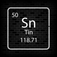 Tin neon symbol. Chemical element of the periodic table. Vector illustration.