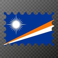 Postage stamp with Marshall Islands flag. Vector illustration.