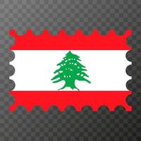 Postage stamp with Lebanon flag. Vector illustration.