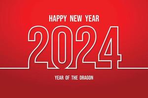 Happy New Year 2024 Year of the Dragon. Elegant design-vector illustration of white 2024 logo number. On a red background typography for 2024, elegant design and New Year celebration. vector