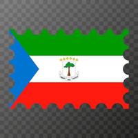 Postage stamp with Equatorial Guinea flag. Vector illustration.