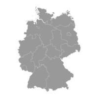 Germany grey map with regions. Vector illustration.