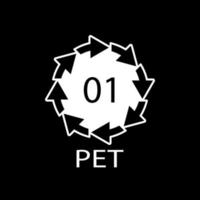 PET 01 recycling code symbol. Plastic recycling vector polyethylene sign.