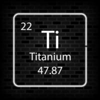 Titanium neon symbol. Chemical element of the periodic table. Vector illustration.