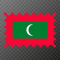 Postage stamp with Maldives flag. Vector illustration.