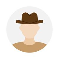 Empty face icon avatar with cowboy hat. Vector illustration.