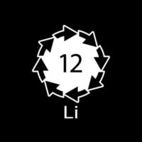 Battery recycling symbol 12 Li. Vector illustration