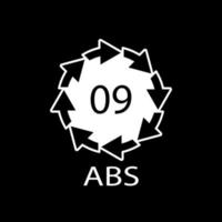 símbolo de reciclaje de plástico abs 9 icono de vector. código de reciclaje de plástico abs 09. vector