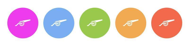 Multi colored flat icons on round backgrounds. cannon, old, gun multicolor circle vector icon on white background