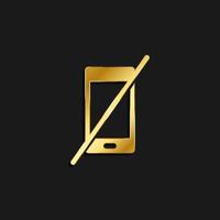 phone, end call gold icon. Vector illustration of golden style icon on dark background